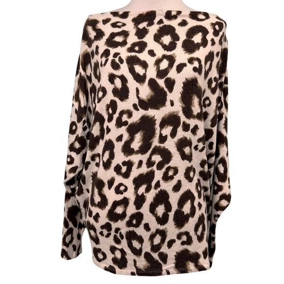 Gibsonlook Off The Shoulder Knit Leopard Blouse Size Small - Picture 2 of 8